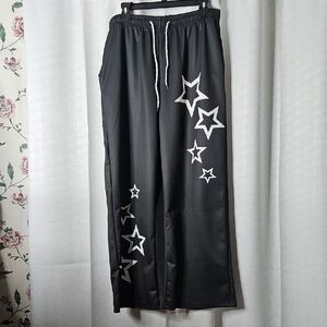 Black Pants with White Star Design